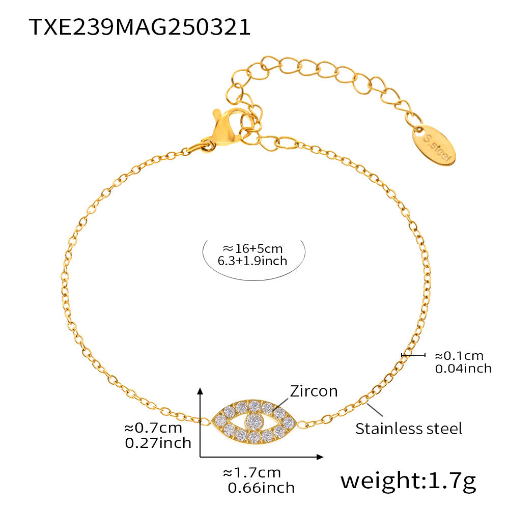 316L Stainless Steel Delicate Layered Evil Eye 5A Zircon Necklace & Bracelet - Image 12