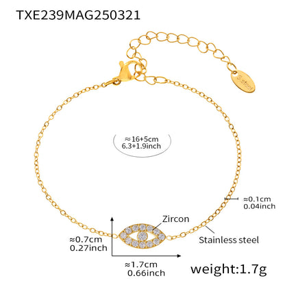 316L Stainless Steel Delicate Layered Evil Eye 5A Zircon Necklace & Bracelet - Image 12