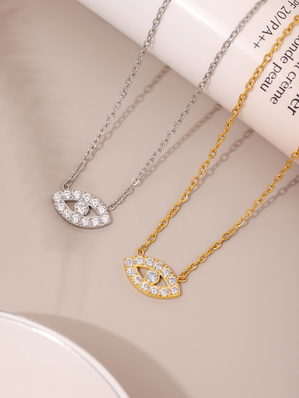 316L Stainless Steel Delicate Layered Evil Eye 5A Zircon Necklace & Bracelet - Image 14