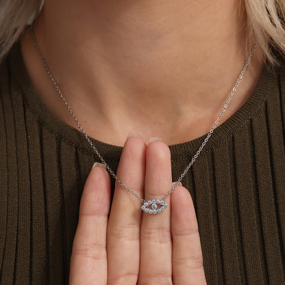 316L Stainless Steel Delicate Layered Evil Eye 5A Zircon Necklace & Bracelet - Image 7