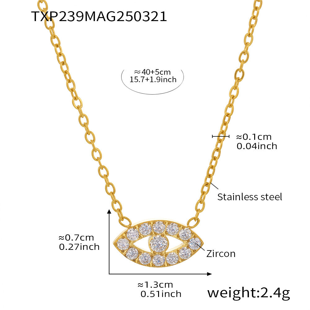 316L Stainless Steel Delicate Layered Evil Eye 5A Zircon Necklace & Bracelet - Image 8