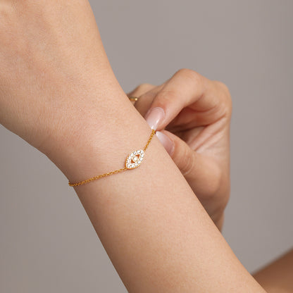 316L Stainless Steel Delicate Layered Evil Eye 5A Zircon Necklace & Bracelet - Image 9