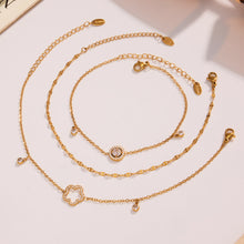 316L Stainless Steel Delicate Pave Zircon Hollow Flower Tassel Anklet - Image 6