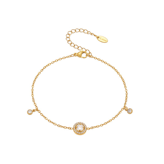 316L Stainless Steel Delicate Pave Zircon Hollow Flower Tassel Anklet - Image 9