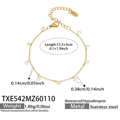 316L Stainless Steel Delicate Zircon Tassel Layering Bracelet & Choker Necklace - Image 11