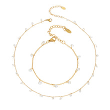 316L Stainless Steel Delicate Zircon Tassel Layering Bracelet & Choker Necklace - Image 13