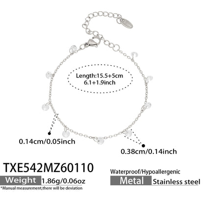 316L Stainless Steel Delicate Zircon Tassel Layering Bracelet & Choker Necklace - Image 6