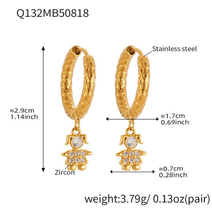316L Stainless Steel Delicate Zircon The Little Prince Huggie Earrings - Image 1