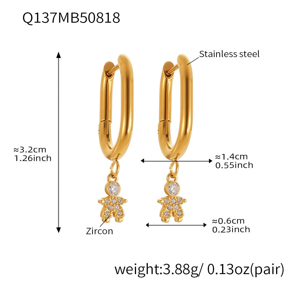 316L Stainless Steel Delicate Zircon The Little Prince Huggie Earrings - Image 10