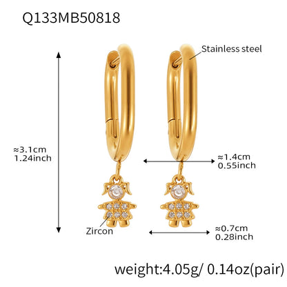 316L Stainless Steel Delicate Zircon The Little Prince Huggie Earrings - Image 11