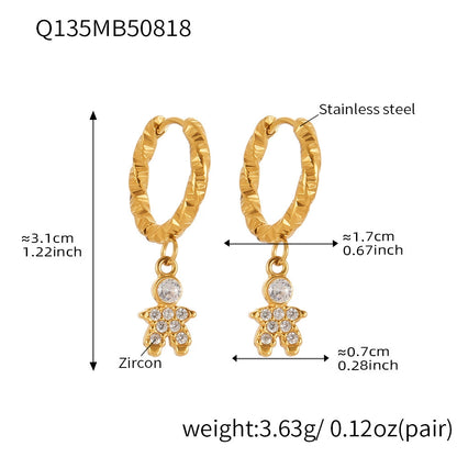 316L Stainless Steel Delicate Zircon The Little Prince Huggie Earrings - Image 12