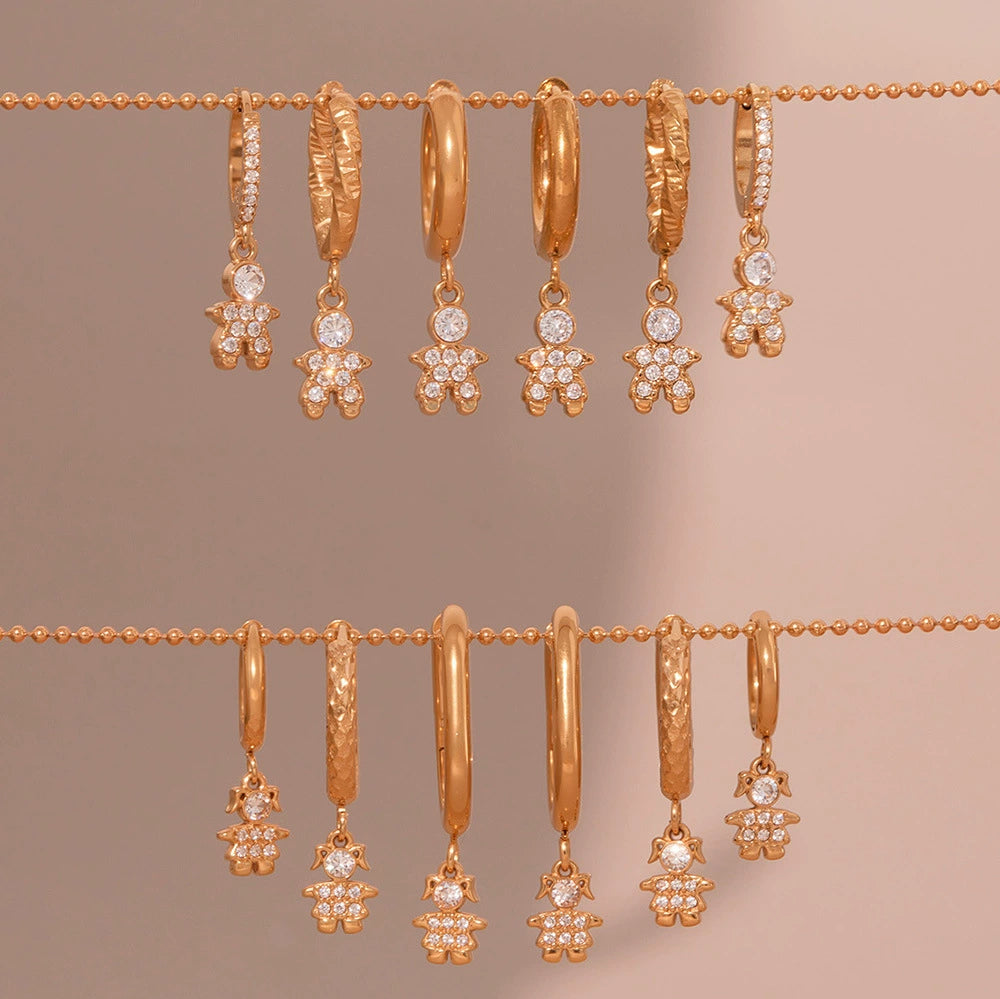 316L Stainless Steel Delicate Zircon The Little Prince Huggie Earrings - Image 13