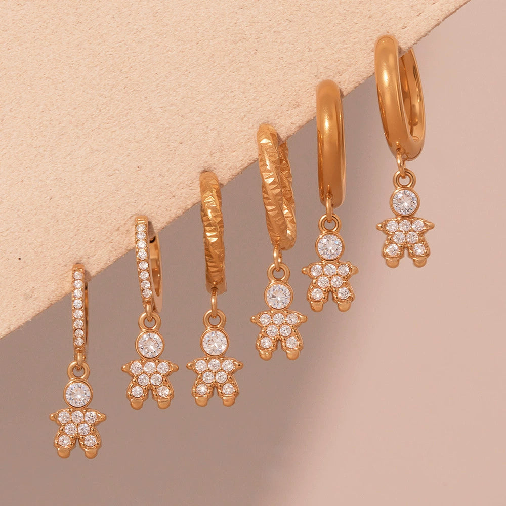 316L Stainless Steel Delicate Zircon The Little Prince Huggie Earrings - Image 15