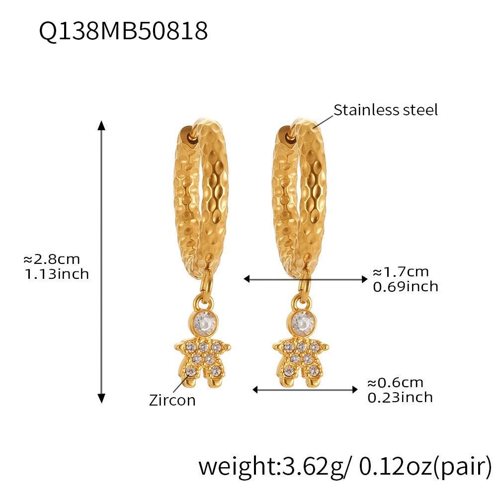 316L Stainless Steel Delicate Zircon The Little Prince Huggie Earrings - Image 2