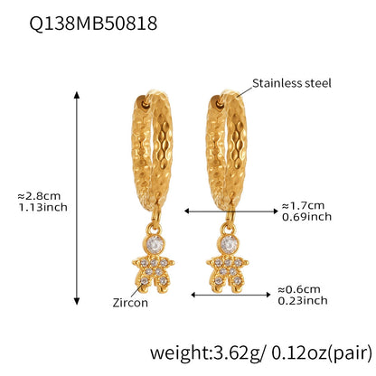 316L Stainless Steel Delicate Zircon The Little Prince Huggie Earrings - Image 2