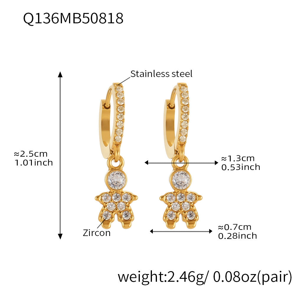 316L Stainless Steel Delicate Zircon The Little Prince Huggie Earrings - Image 4
