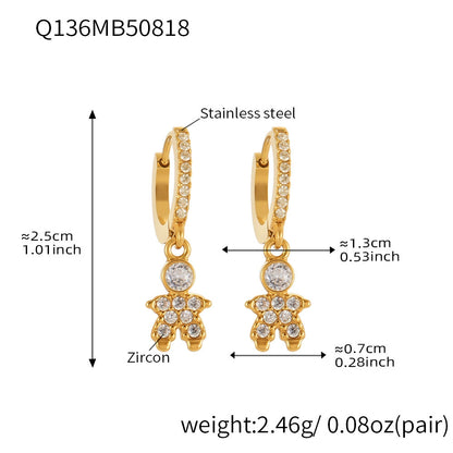 316L Stainless Steel Delicate Zircon The Little Prince Huggie Earrings - Image 5