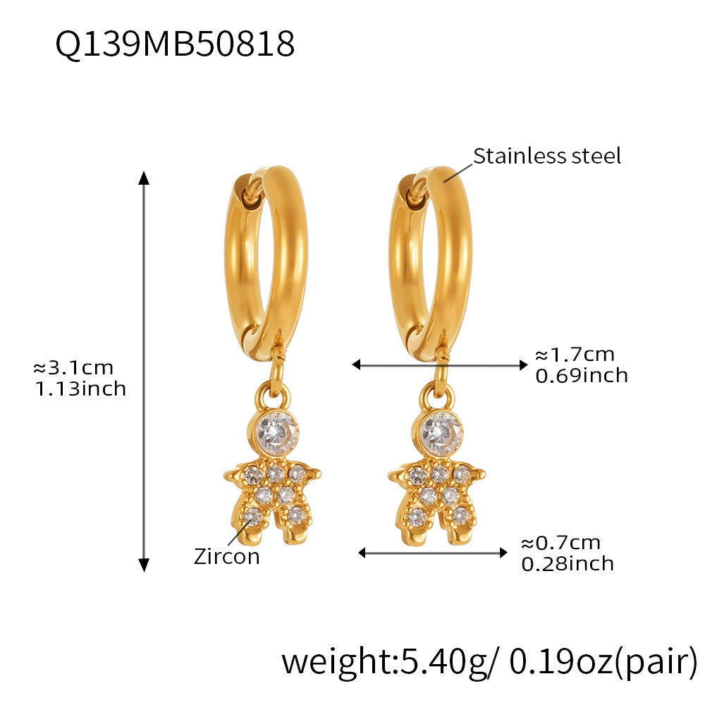 316L Stainless Steel Delicate Zircon The Little Prince Huggie Earrings - Image 7