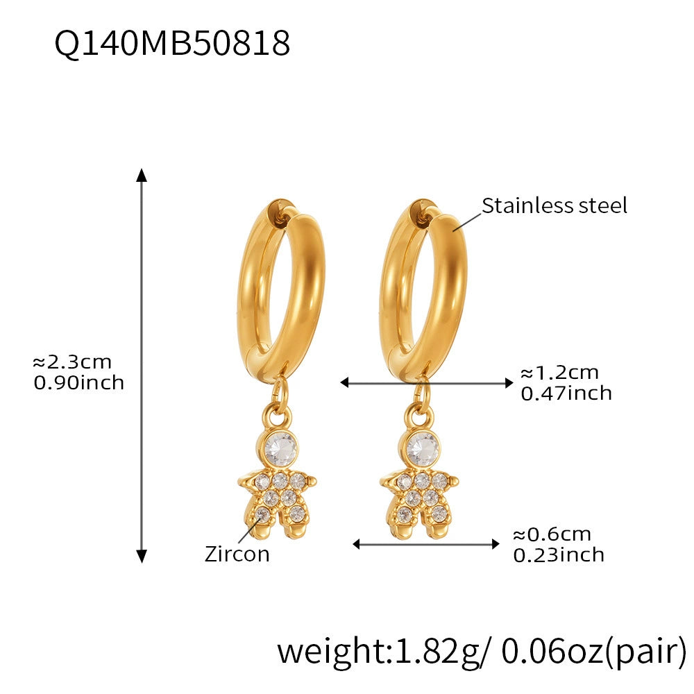 316L Stainless Steel Delicate Zircon The Little Prince Huggie Earrings - Image 9