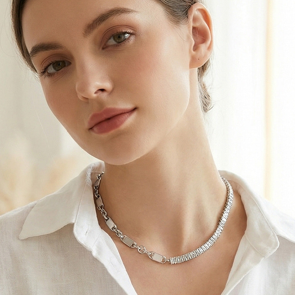 316L Stainless Steel Designer Zircon Link Chain Necklace - Image 7