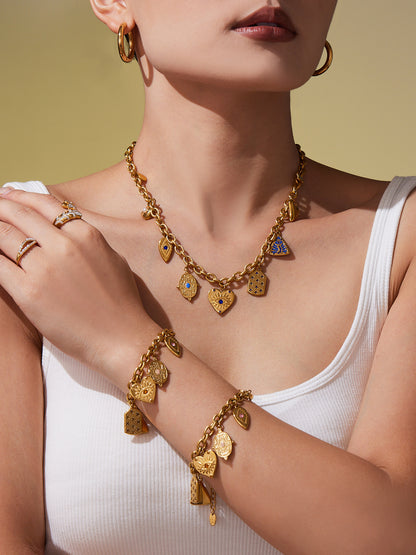 316L Stainless Steel DIY Heart & Geometric Multi-Element Necklace & Bracelet - Image 2