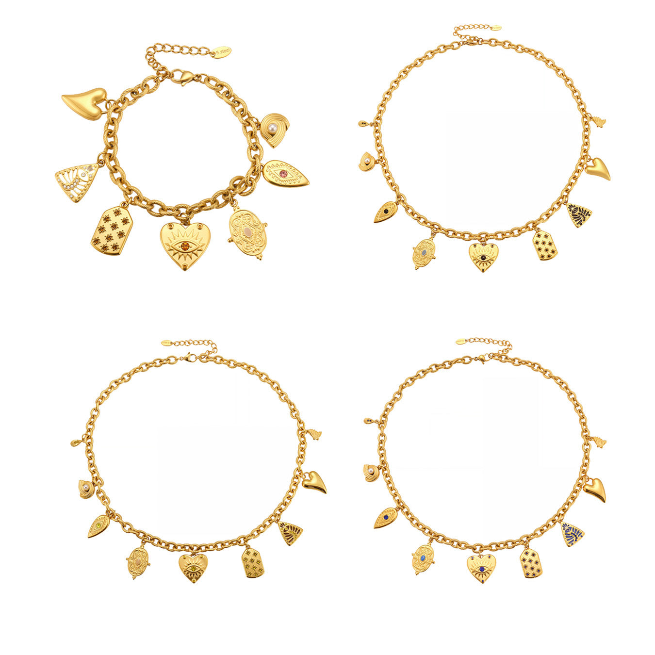 316L Stainless Steel DIY Heart & Geometric Multi-Element Necklace & Bracelet - Image 3