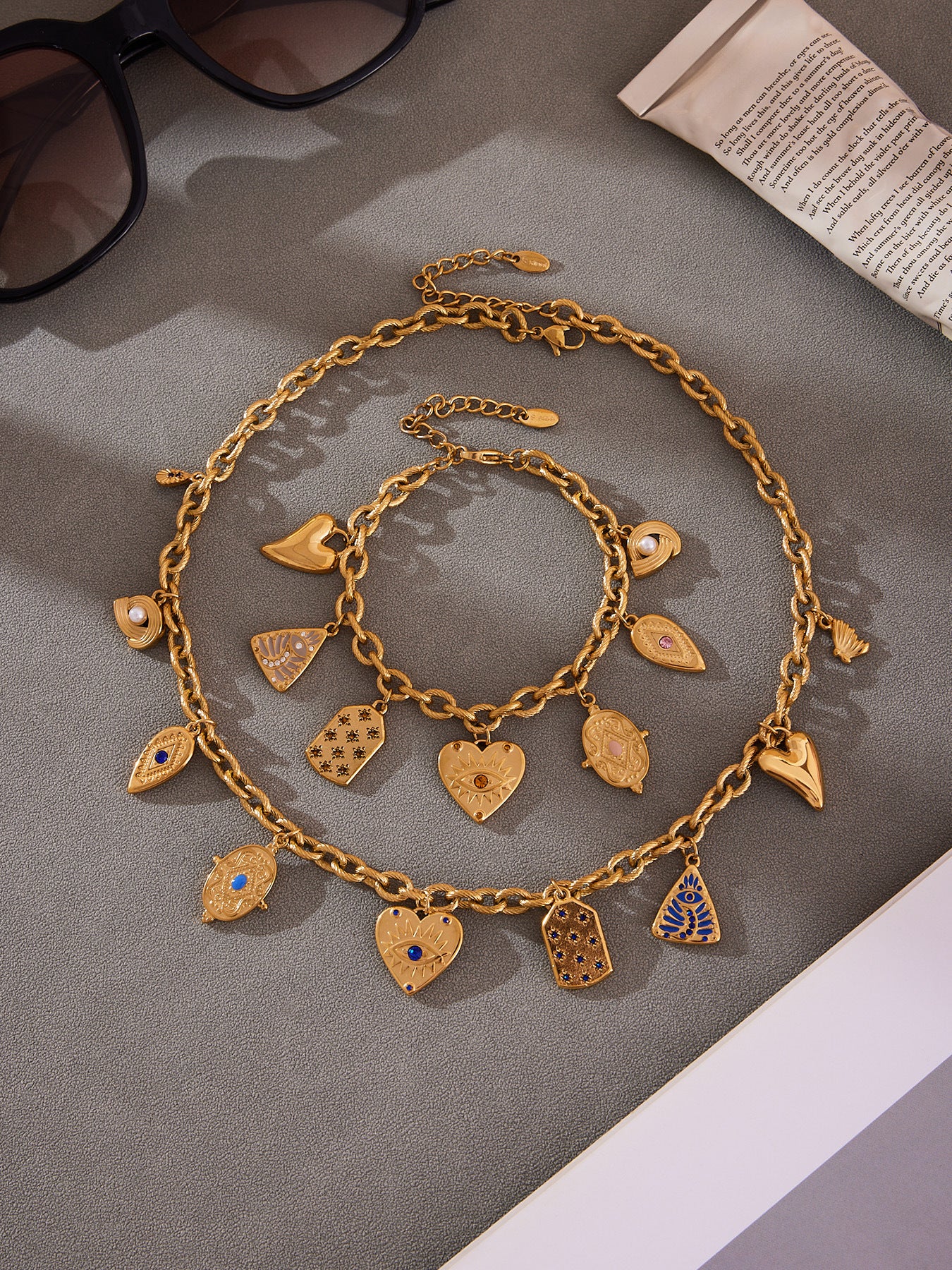 316L Stainless Steel DIY Heart & Geometric Multi-Element Necklace & Bracelet - Image 4