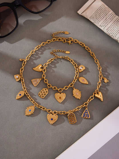 316L Stainless Steel DIY Heart & Geometric Multi-Element Necklace & Bracelet - Image 4