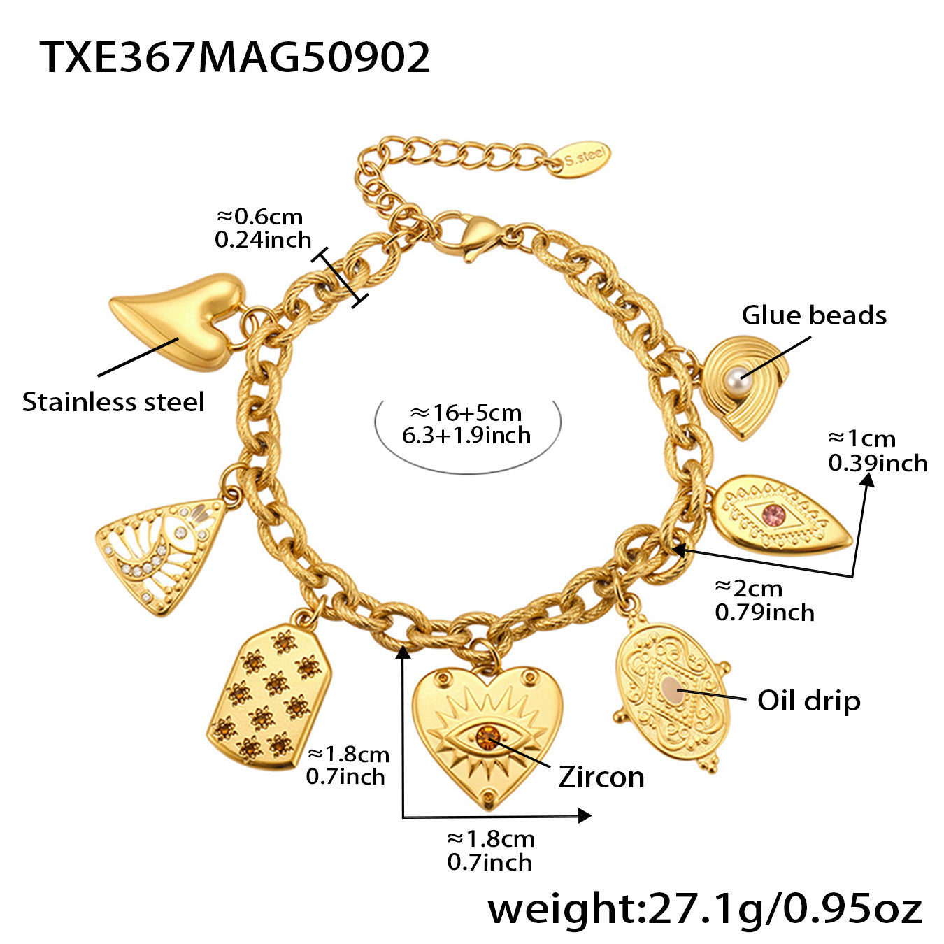 316L Stainless Steel DIY Heart & Geometric Multi-Element Necklace & Bracelet - Image 6