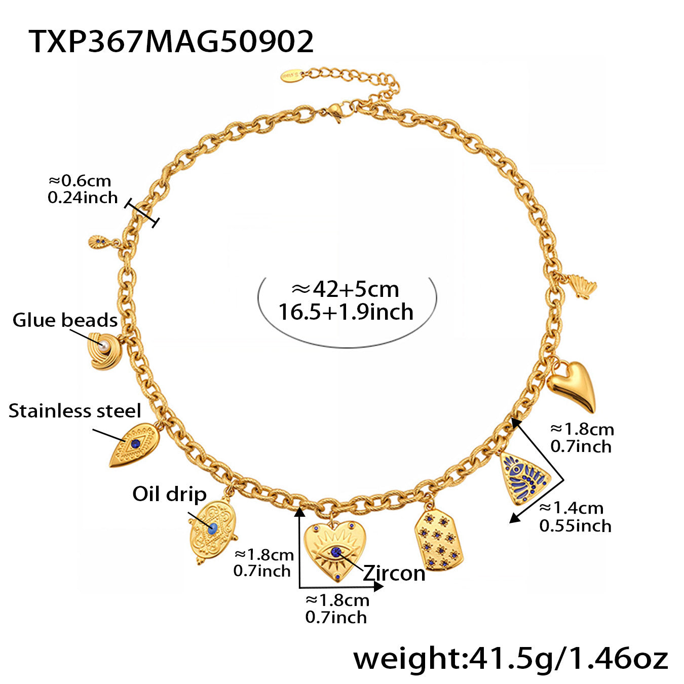 316L Stainless Steel DIY Heart & Geometric Multi-Element Necklace & Bracelet - Image 8