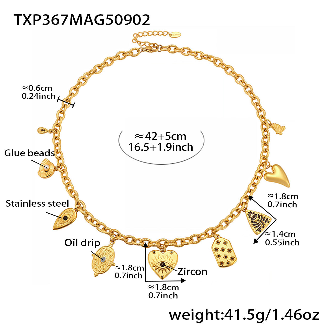 316L Stainless Steel DIY Heart & Geometric Multi-Element Necklace & Bracelet - Image 9