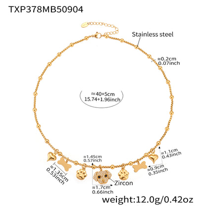 316L Stainless Steel Dog Zircon Pave Bone Multi-Pendant Jewelry Set - Image 13