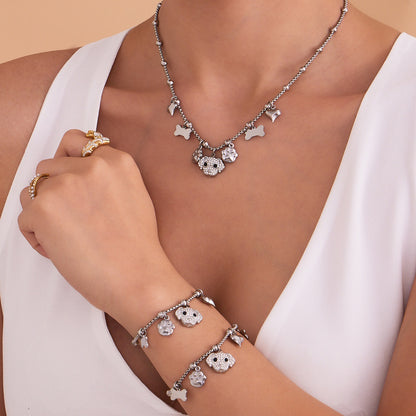 316L Stainless Steel Dog Zircon Pave Bone Multi-Pendant Jewelry Set - Image 16