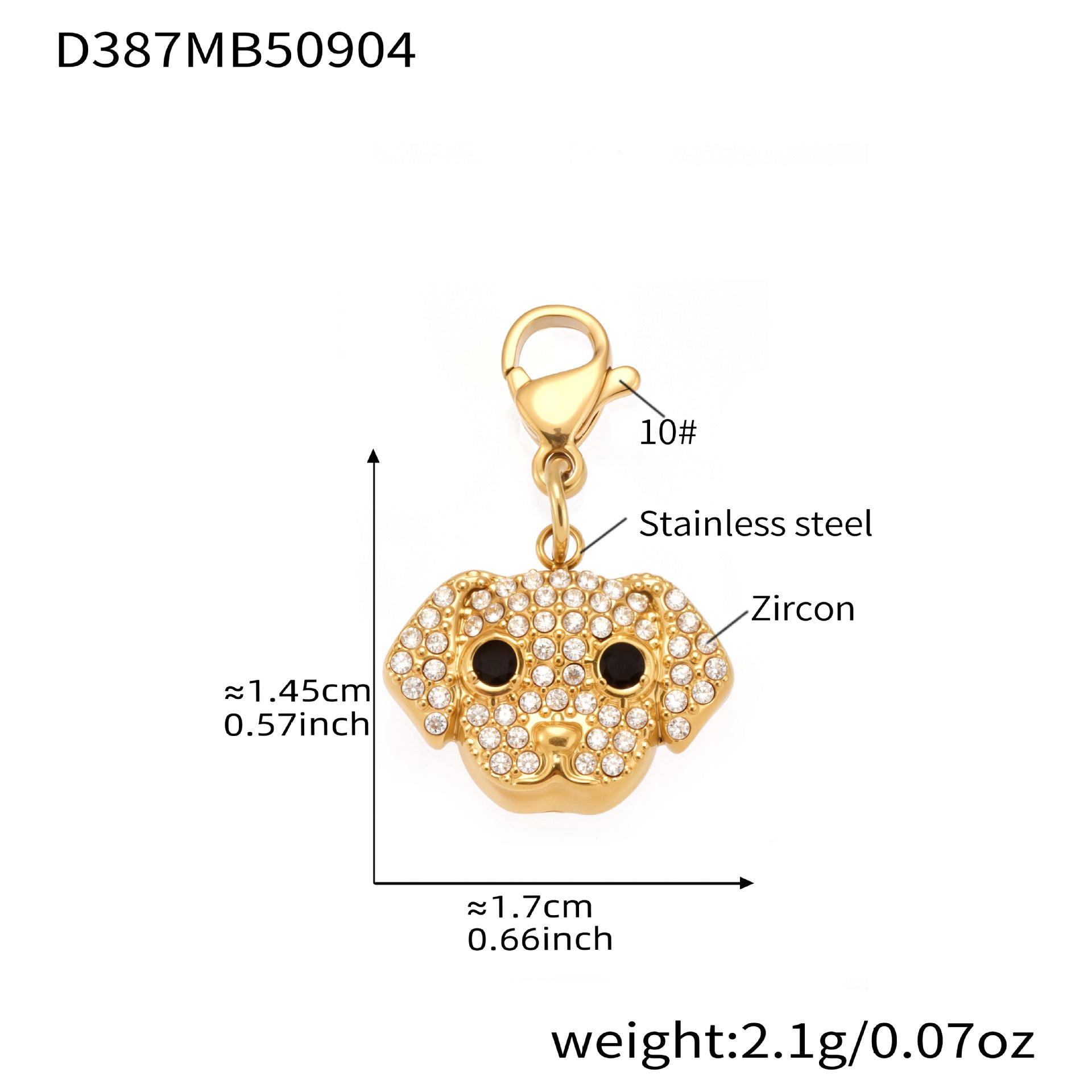 316L Stainless Steel Dog Zircon Pave Bone Multi-Pendant Jewelry Set - Image 4