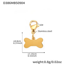 Multiple gold dog bone pendant necklaces and bracelets, 18K PVD plated stainless steel for wholesale buyers.