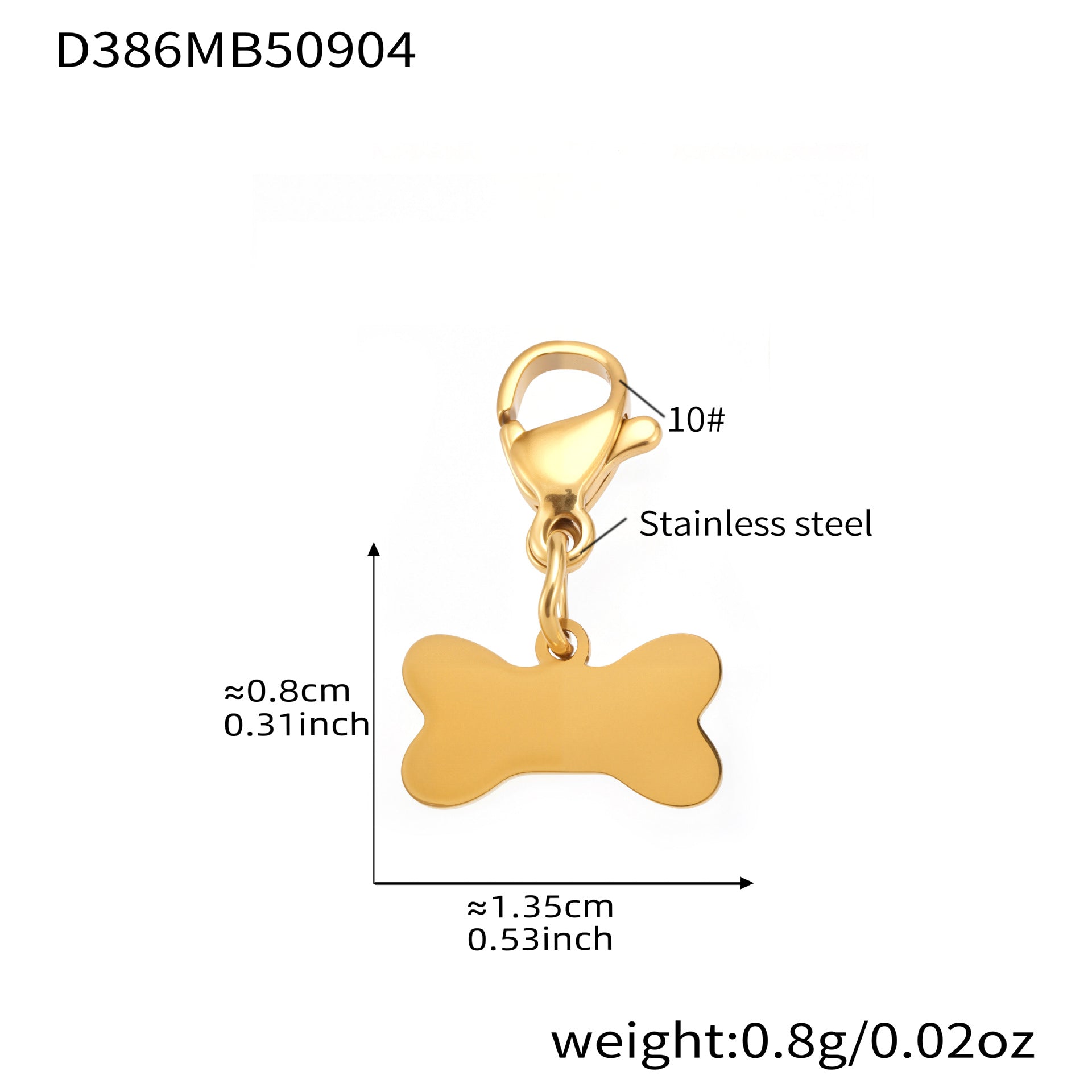 Multiple gold dog bone pendant necklaces and bracelets, 18K PVD plated stainless steel for wholesale buyers.