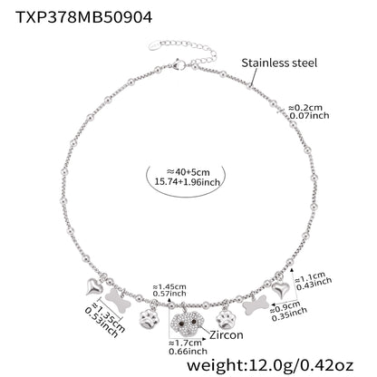 316L Stainless Steel Dog Zircon Pave Bone Multi-Pendant Jewelry Set - Image 8