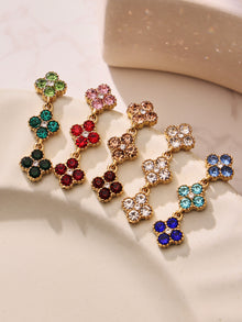 316L Stainless Steel Dopamine Four-Leaf Zircon Jewelry Set – Ring Necklace Bracelet Earrings