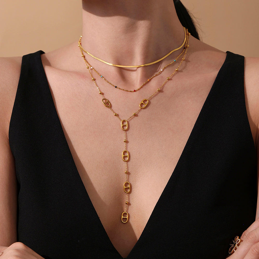316L Stainless Steel 18K PVD Gold Double Chain Necklace made with 316L stainless steel and 18K PVD gold finish for wholesale jewelry buyers - image 10