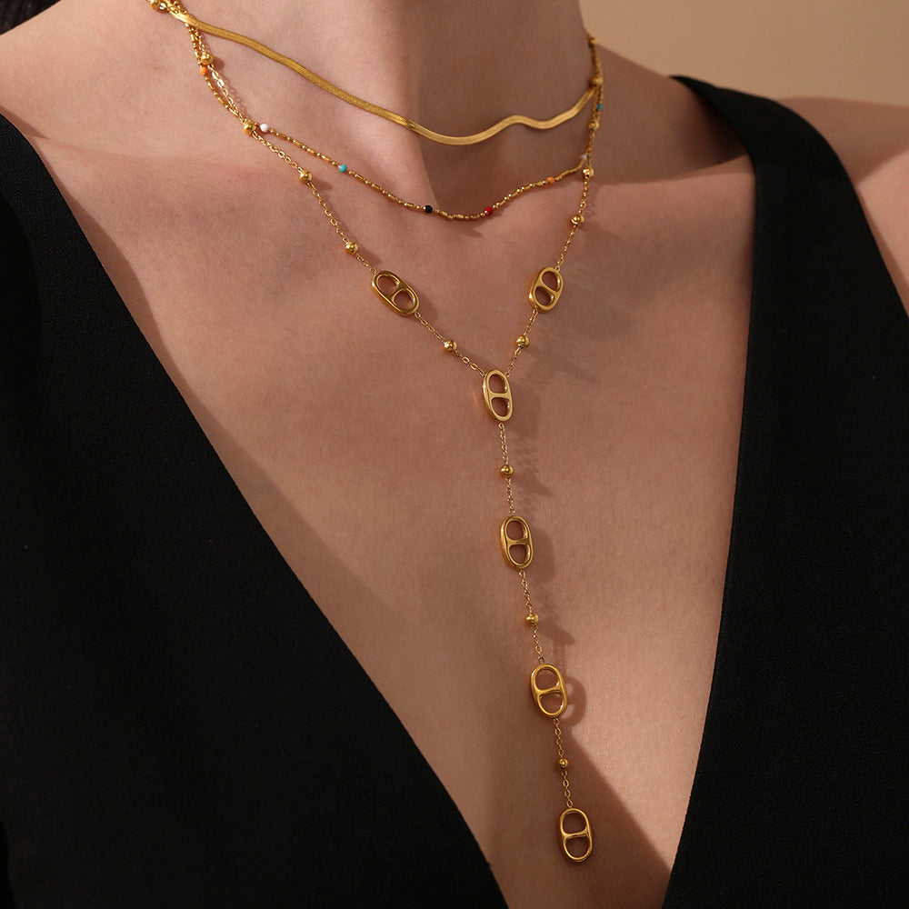 316L Stainless Steel 18K PVD Gold Double Chain Necklace made with 316L stainless steel and 18K PVD gold finish for wholesale jewelry buyers - image 12