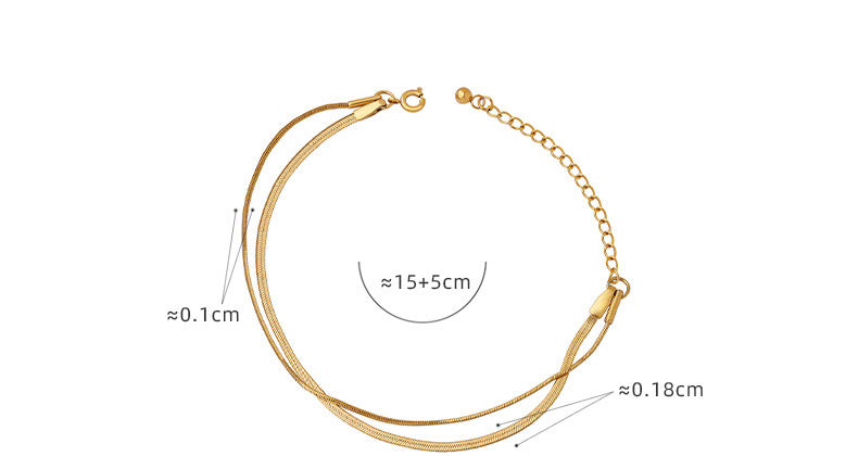 316L Stainless Steel Double Layer Blade Chain Delicate Bracelet - Image 6