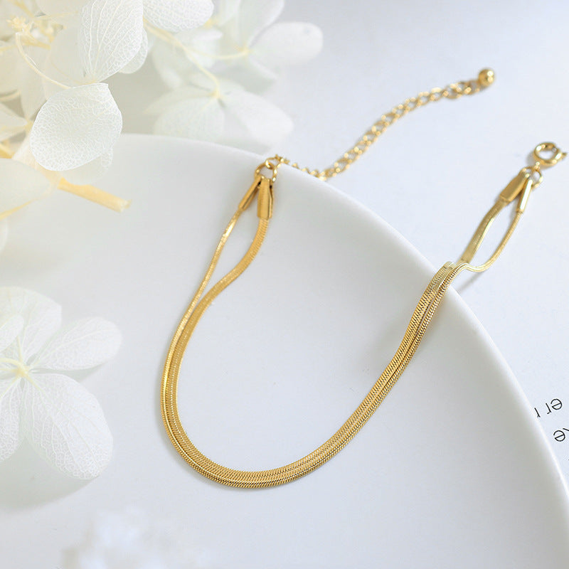 316L Stainless Steel Double Layer Blade Chain Delicate Bracelet - Image 8