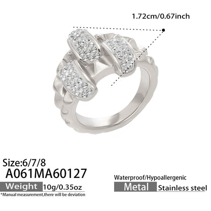316L Stainless Steel Double Layer Czech Zircon Ring - Image 12