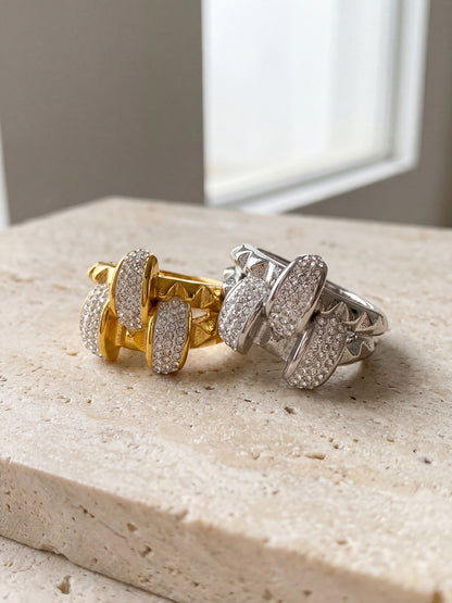 316L Stainless Steel Double Layer Czech Zircon Ring - Image 6