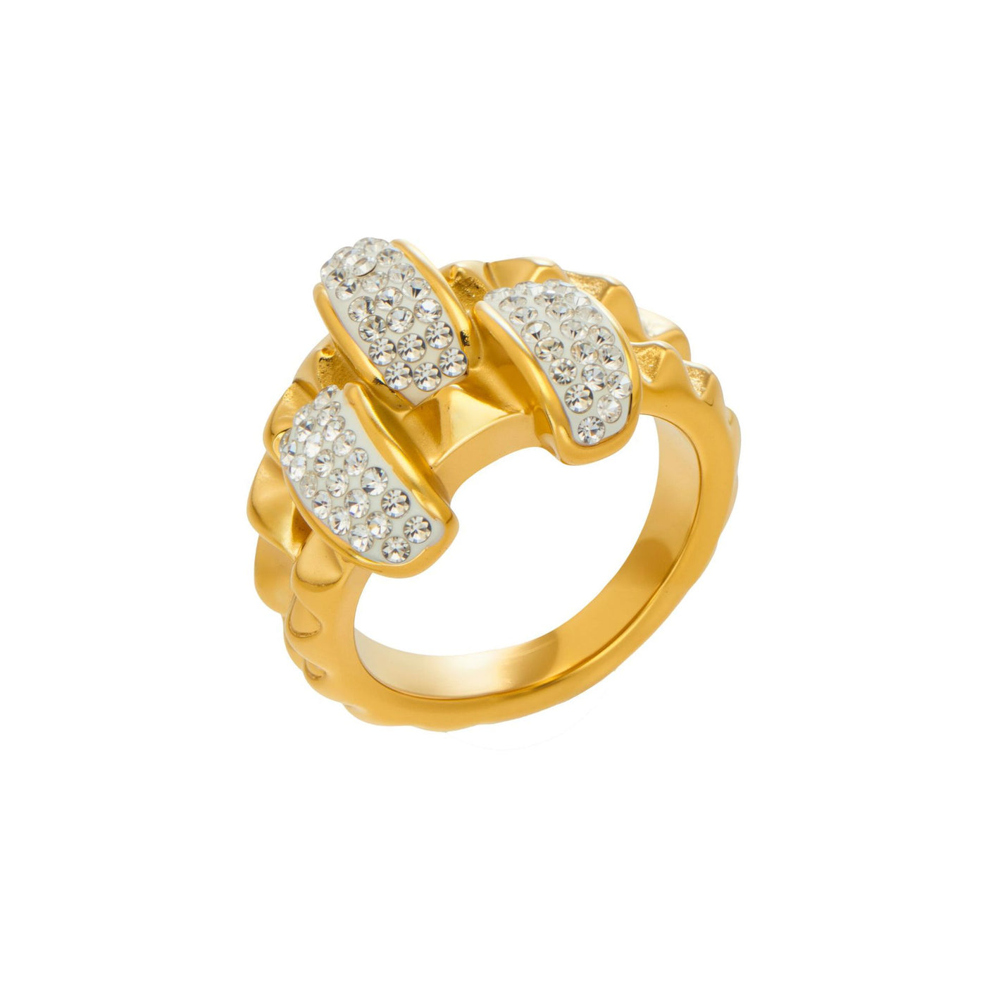 316L Stainless Steel Double Layer Czech Zircon Ring - Image 8