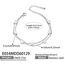 Back view of 316L stainless steel double layer heart chain bracelet, secure lobster clasp closure
