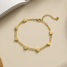 316L stainless steel double layer heart chain bracelet collection, waterproof wholesale jewelry supplier