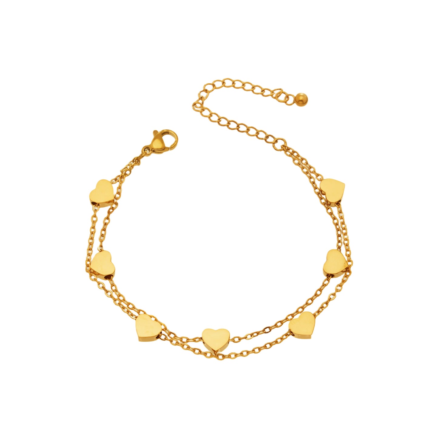 316L Stainless Steel Double Layer Heart Chain Bracelet - Image 8