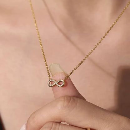 316L Stainless Steel Double Layer Infinity Zircon Necklace - Image 4