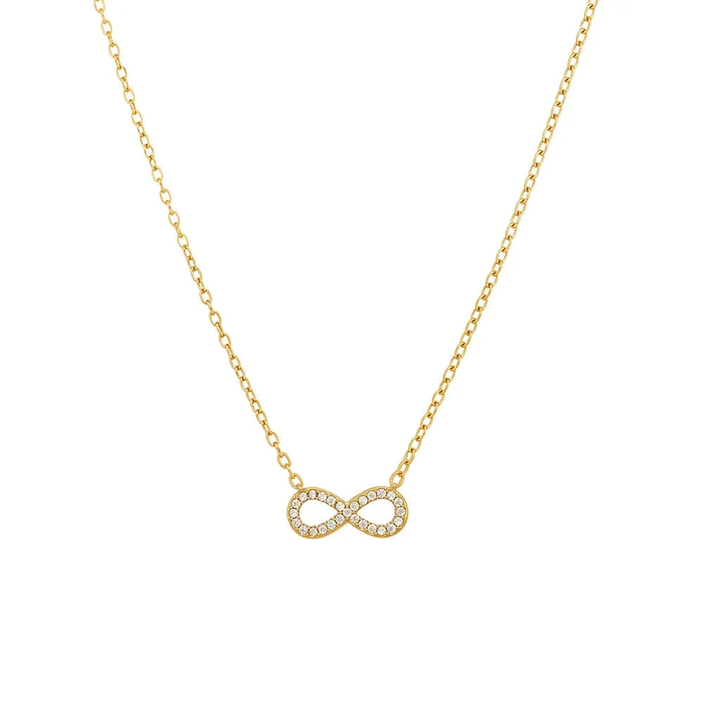 316L Stainless Steel Double Layer Infinity Zircon Necklace - Image 5